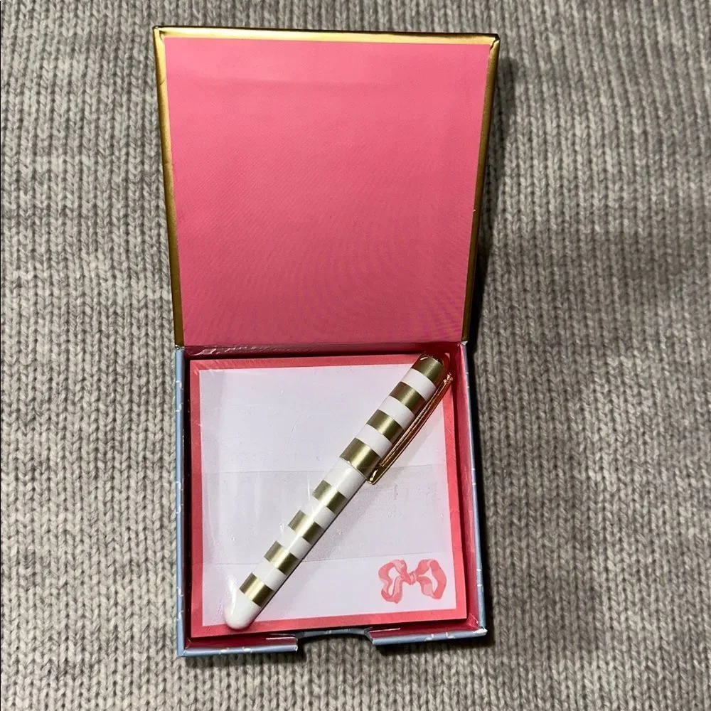 Lady Jayne Floral Blue White Pink Top Bow Gift Box & Stationery Note Pad Pen